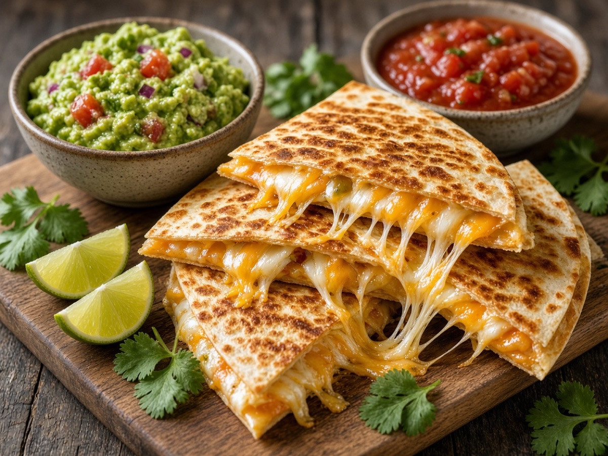 Crispy Cheese Quesadillas with Guacamole
