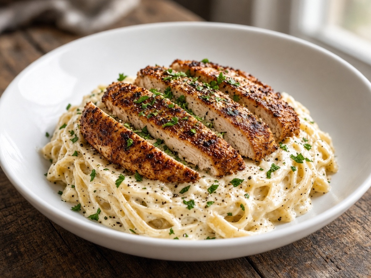 Grilled Chicken Fettuccine Alfredo