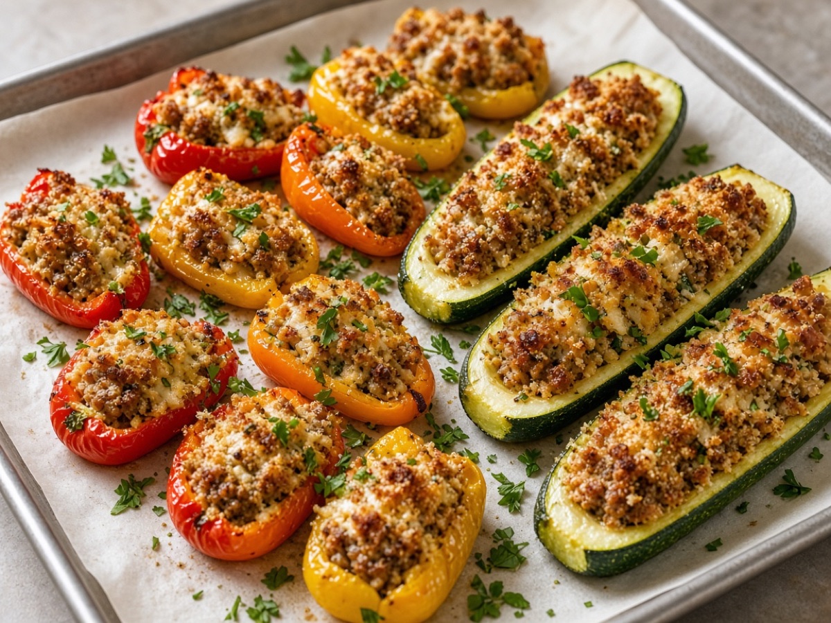 Sausage-Stuffed Mini Peppers and Zucchini